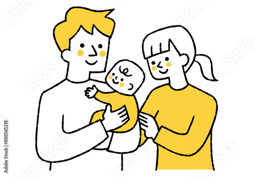 Father holding baby and mother snuggling