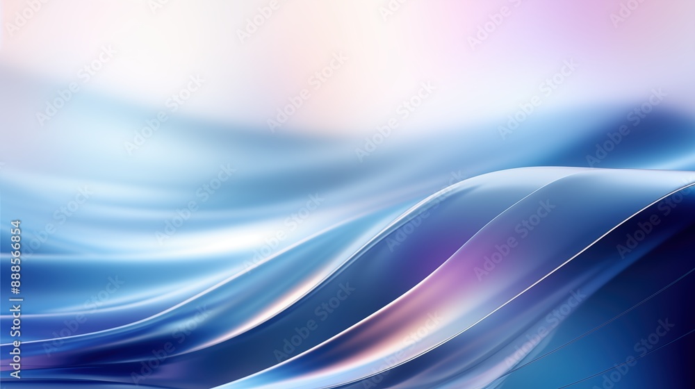Fototapeta premium Abstract image featuring smooth, flowing blue and purple waves with a soft gradient background.
