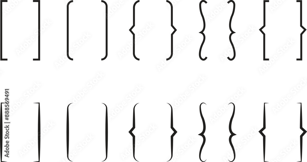 Set of Square and Curly double braces. Symmetric brackets pair ...