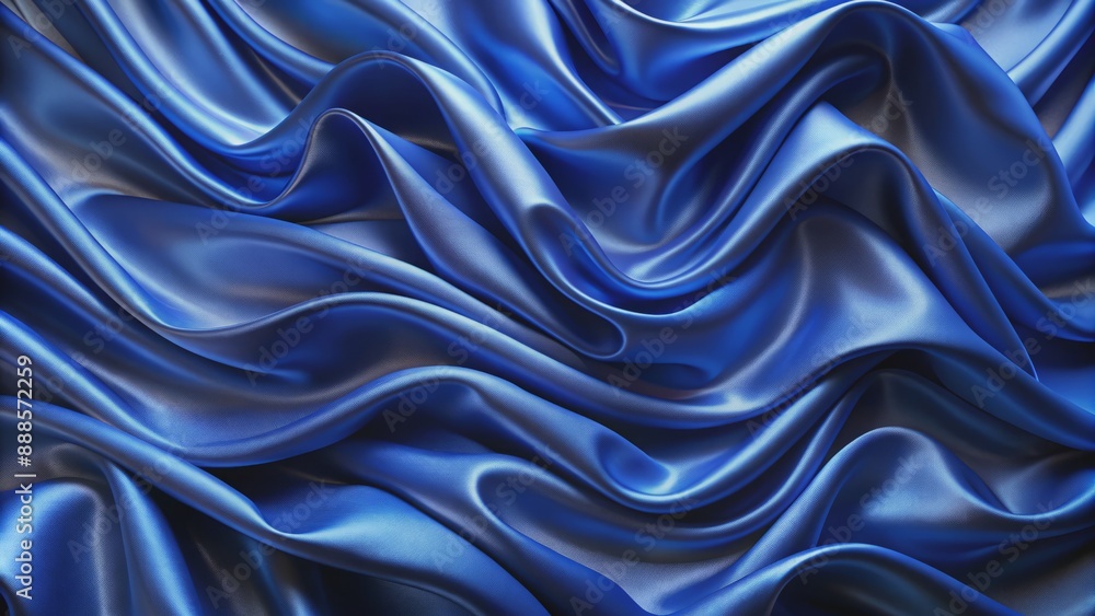 Luxurious royal blue fabric with undulating waves and smooth texture creates a captivating abstract background perfect for designs requiring sophistication and elegance. Luxurious royal blue fabric with undulating waves and smooth texture creates a captivating abstract background perfect for designs requiring sophistication and elegance.