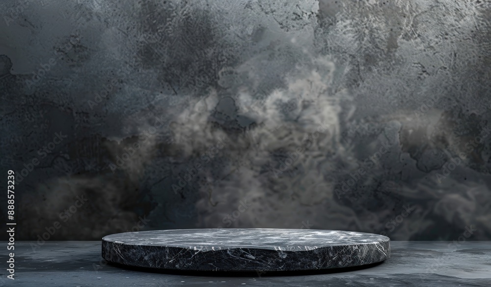 Elegant Stone Podium for Product Presentation on Dark Background Elegant Stone Podium for Product Presentation on Dark Background