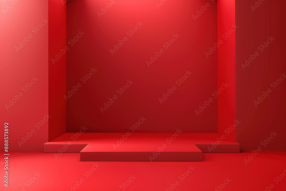 Red Gradient Background with Empty Space for Product Display on Minimalist Pedestal Red Gradient Background with Empty Space for Product Display on Minimalist Pedestal