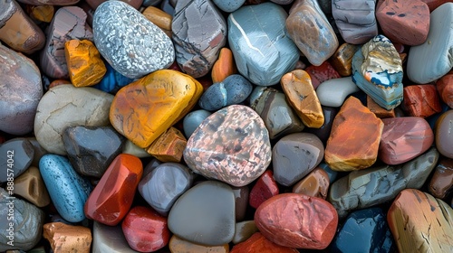 Fototapeta Naklejka Na Ścianę i Meble -  Multi-colored stones along the shore of Lake Huron