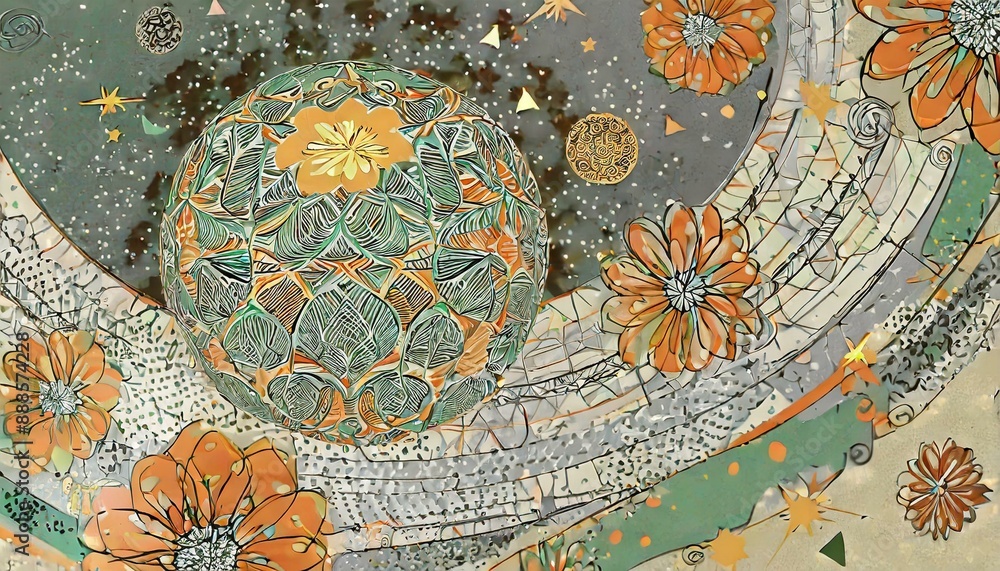 Fototapeta premium 貼り絵で作った楽しい宇宙