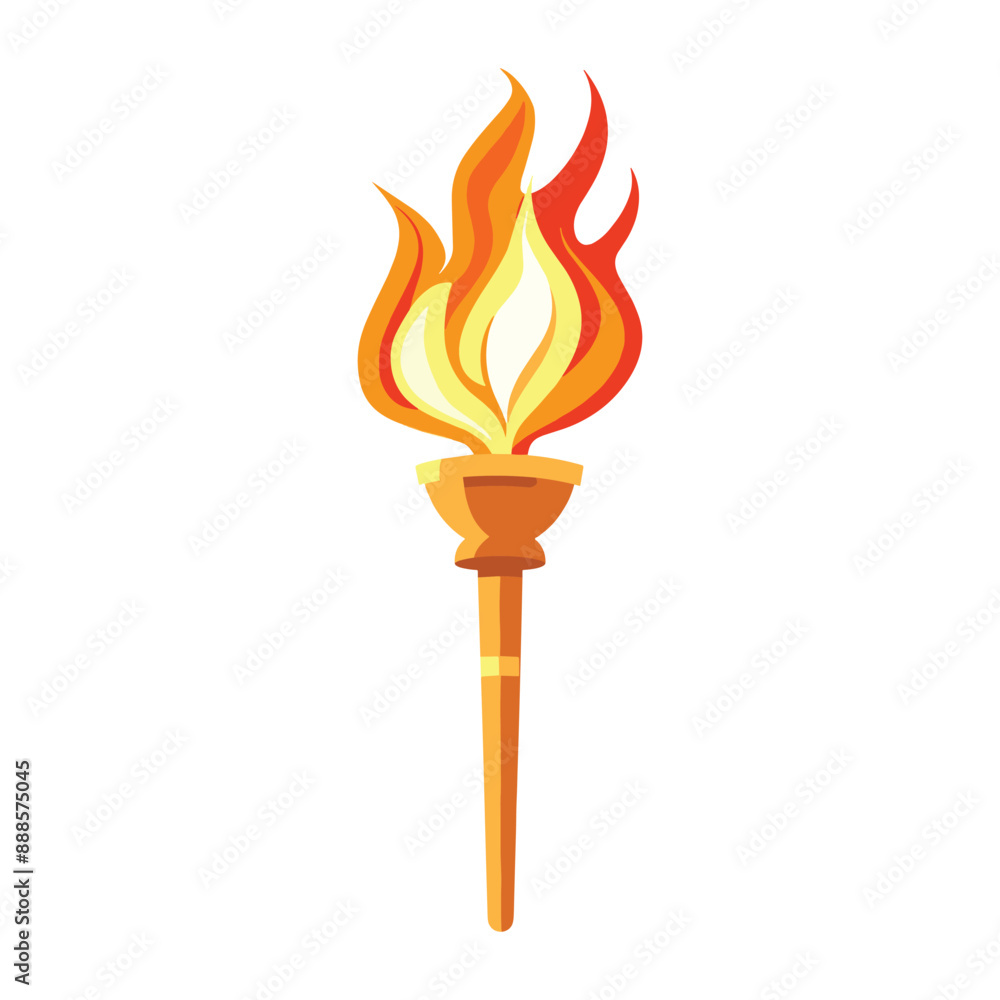 Golden torch with a burning flame, vector illustration isolated on a white background. Perfect for web design, mobile apps, presentations, and more. Golden torch with a burning flame, vector illustration isolated on a white background. Perfect for web design, mobile apps, presentations, and more.