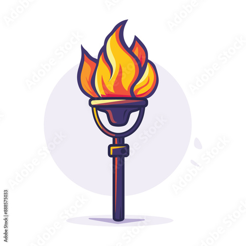 Cartoon Illustration of a Burning Torch on White Background.  Great for a logo, icon, or graphic design element.