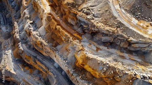 Gold mining open pit with waste sand and earth
