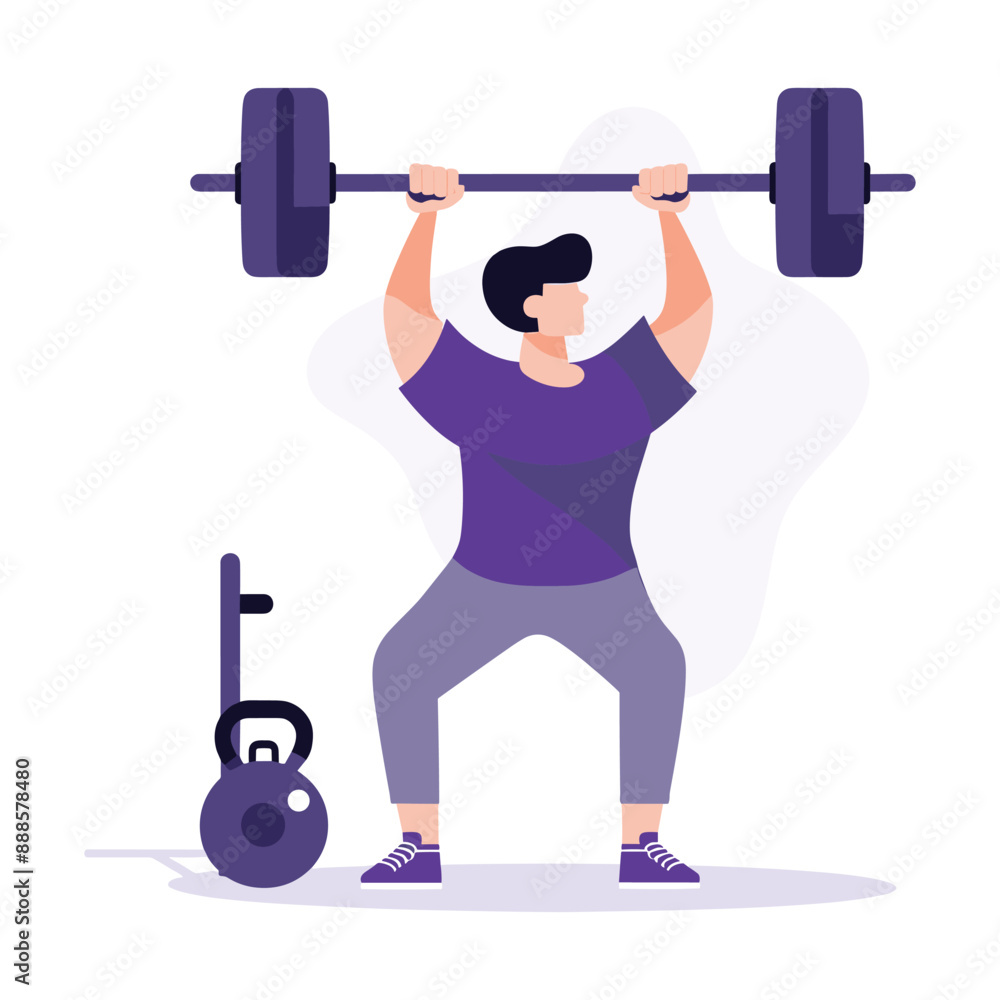 Man lifting weights in a gym, exercising, working out. Illustration of a man lifting weights for fitness and health. Perfect for gym and fitness marketing materials. Man lifting weights in a gym, exercising, working out. Illustration of a man lifting weights for fitness and health. Perfect for gym and fitness marketing materials.