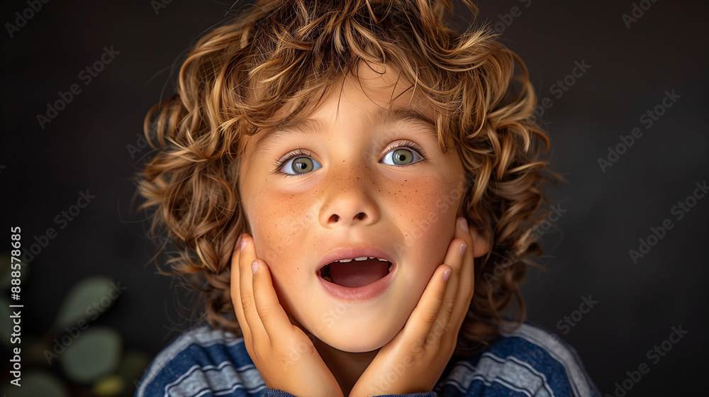 Adorable Curly-Haired Child with Expressive Facial Expression. Adorable Curly-Haired Child with Expressive Facial Expression.