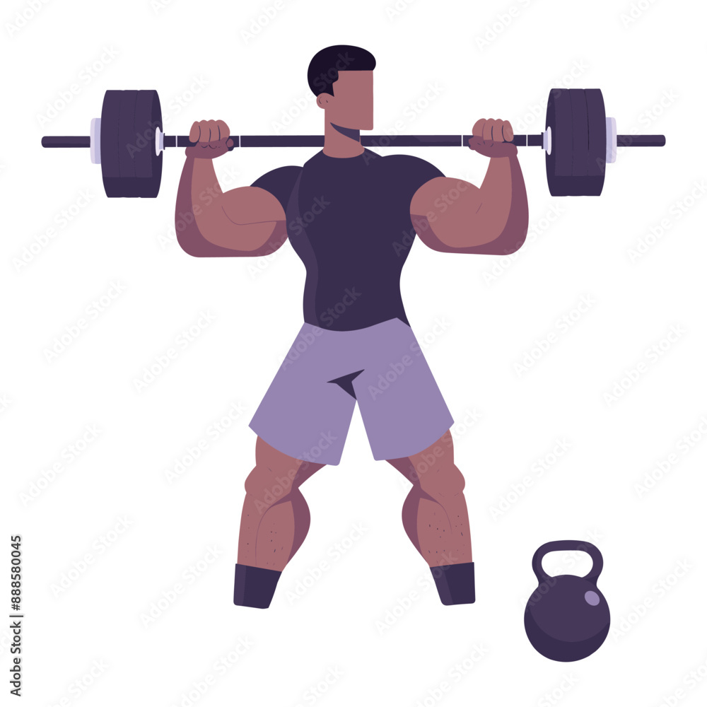 Man lifting a barbell in a gym. An illustration depicting a strong man working out with weights. Healthy lifestyle, fitness, bodybuilding, gym, weights. Man lifting a barbell in a gym. An illustration depicting a strong man working out with weights. Healthy lifestyle, fitness, bodybuilding, gym, weights.