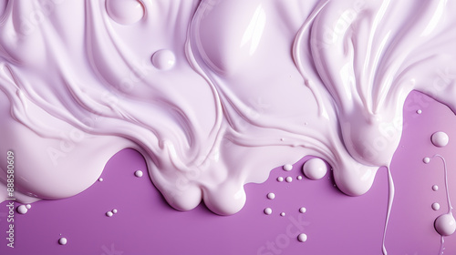 White Drops of Liquid Paint Drained on Purple Background, Abstract Image, Texture, Pattern Background, Wallpaper, Smartphone Cover and Screen, Cell Phone, Computer, Laptop, 9:16 and 16:9 Format