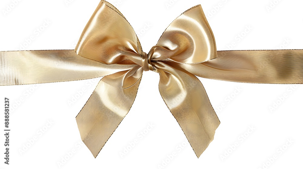Fototapeta premium golden bow ribbon isolated on white