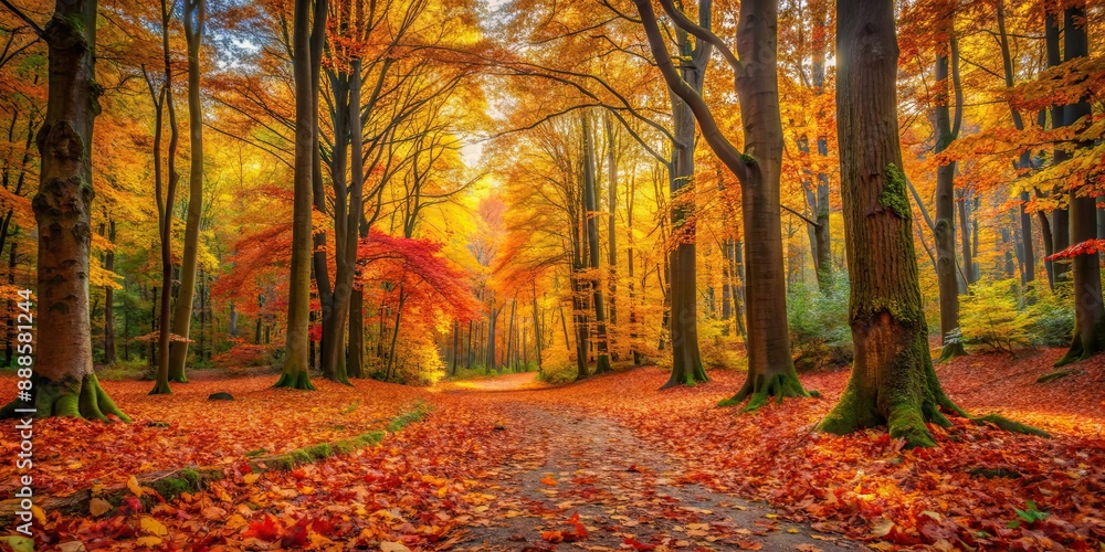 A tranquil scene in an autumn forest filled with vibrant foliage and fallen leaves, autumn, forest, trees, foliage, leaves A tranquil scene in an autumn forest filled with vibrant foliage and fallen leaves, autumn, forest, trees, foliage, leaves