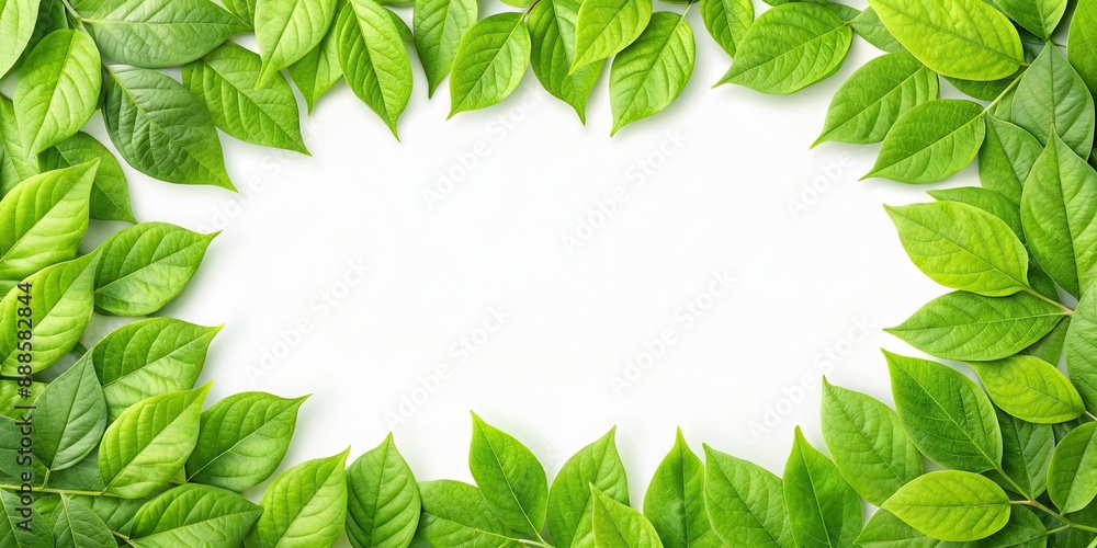 Green leaves frame surrounding a blank space for text or image, nature, foliage, border, lush, greenery, organic Green leaves frame surrounding a blank space for text or image, nature, foliage, border, lush, greenery, organic