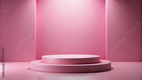 Abstract pink podium platform for product presentations , render, stand, exhibition, modern, geometric, showcase