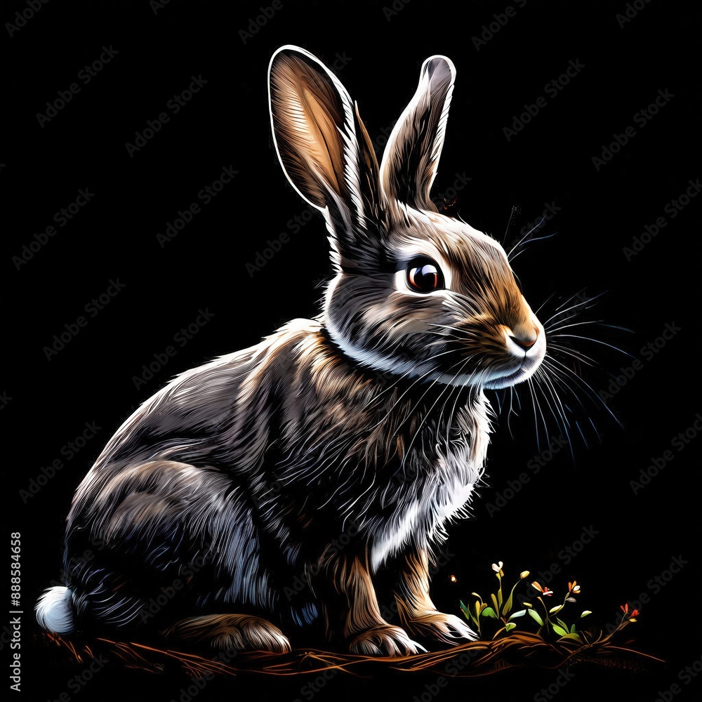 Fototapeta premium the AI Image Generator, Brown Rabbit in Isolation