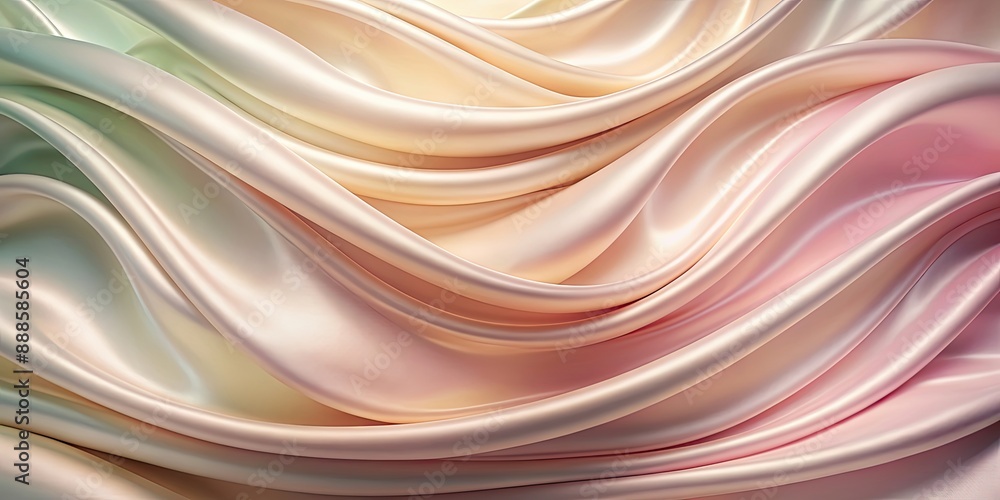 Fototapeta premium Smooth pastel color transitions on silk material background, creating a gentle wave pattern , pastel, color transitions, silk