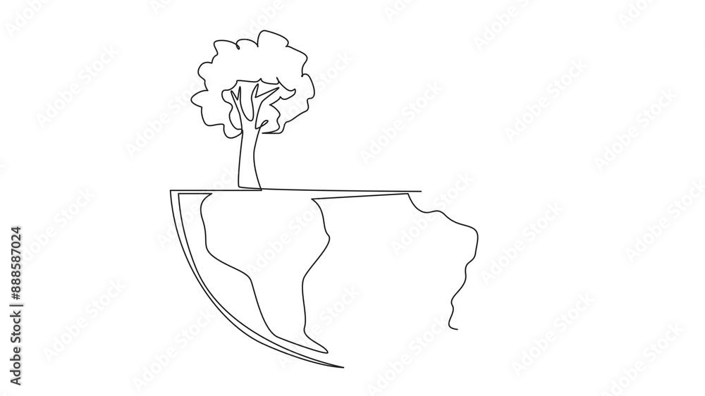 Self drawing animation of continuous one line drawing house in the ...