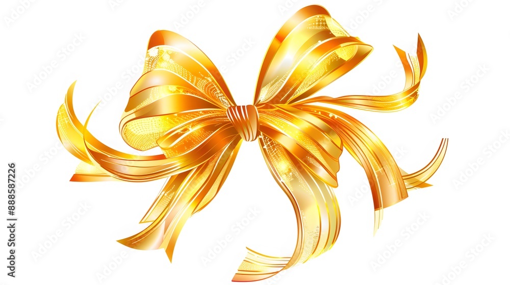 golden bow ribbon isolated on white golden bow ribbon isolated on white