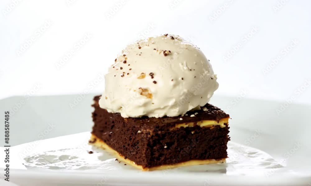 Rich Chocolate Brownies with a Scoop of Vanilla Ice Cream Rich Chocolate Brownies with a Scoop of Vanilla Ice Cream