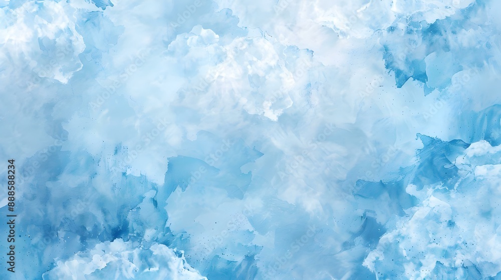 Fototapeta premium Watercolor background with soft blue clouds texture