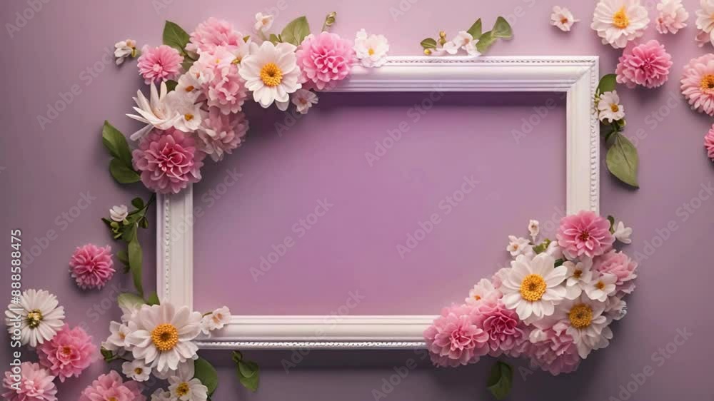 Flower Corner Frame Animated Composition. Wedding, Valentine Day, Mother Day animated template. Abstract Spring Flower Corner Frame Animated Composition. Wedding, Valentine Day, Mother Day animated template. Abstract Spring