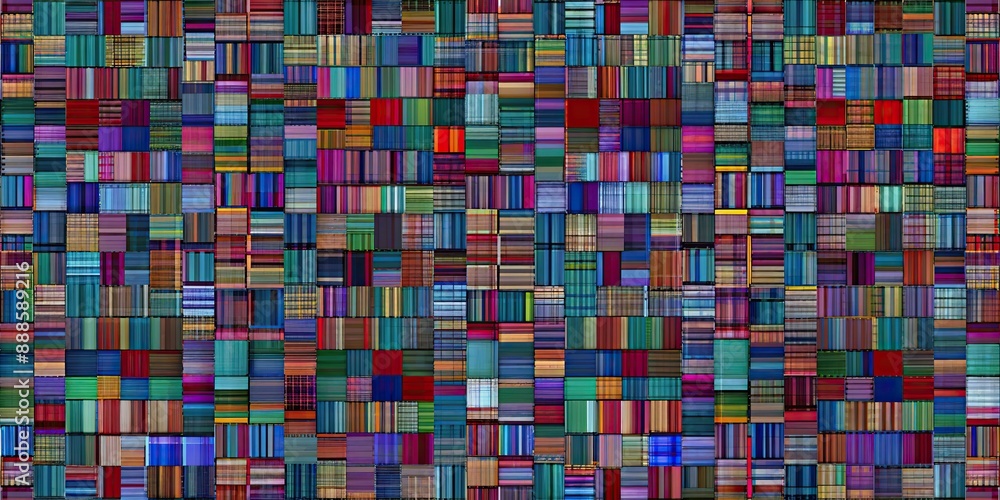 Fototapeta premium Seamless pattern featuring a grid of colorful squares, geometric, abstract, repetitive, background, design, texture, modern