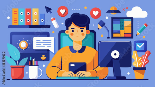 Diseñador gráfico en su espacio creativo