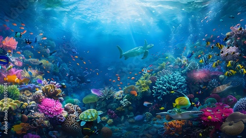 Wallpaper Mural Vibrant and expansive underwater coral reef panorama Torontodigital.ca