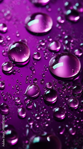 Green Drops of Liquid Paint Drained on Purple Background, Abstract Image, Texture, Pattern Background, Wallpaper, Cover and Screen of Smartphone, Cell Phone, Computer, Laptop, Format 9:16 and 16:9