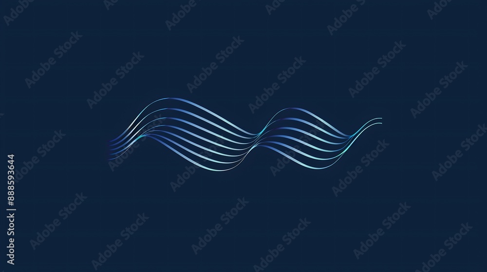 Abstract Blue Wave Lines on Dark Blue Background Abstract Blue Wave Lines on Dark Blue Background