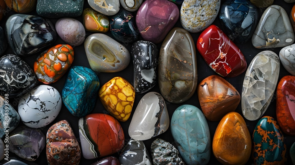Close-up of colorful polished stones Close-up of colorful polished stones