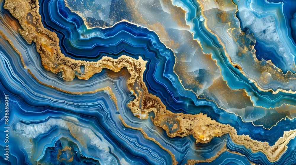 Blue and Gold Agate Abstract Blue and Gold Agate Abstract