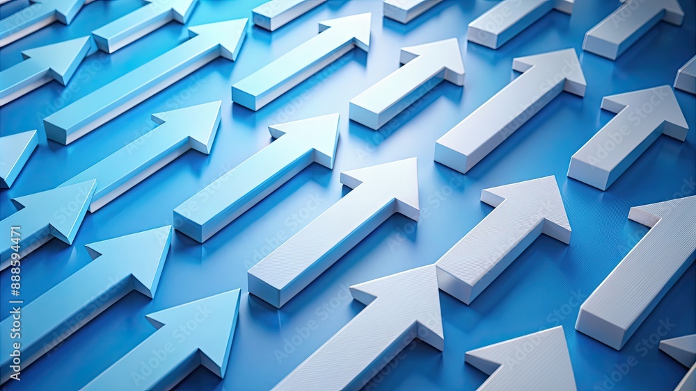 Blue leader arrow leading group of white arrows in leadership concept, leadership, direction, guidance, teamwork Blue leader arrow leading group of white arrows in leadership concept, leadership, direction, guidance, teamwork