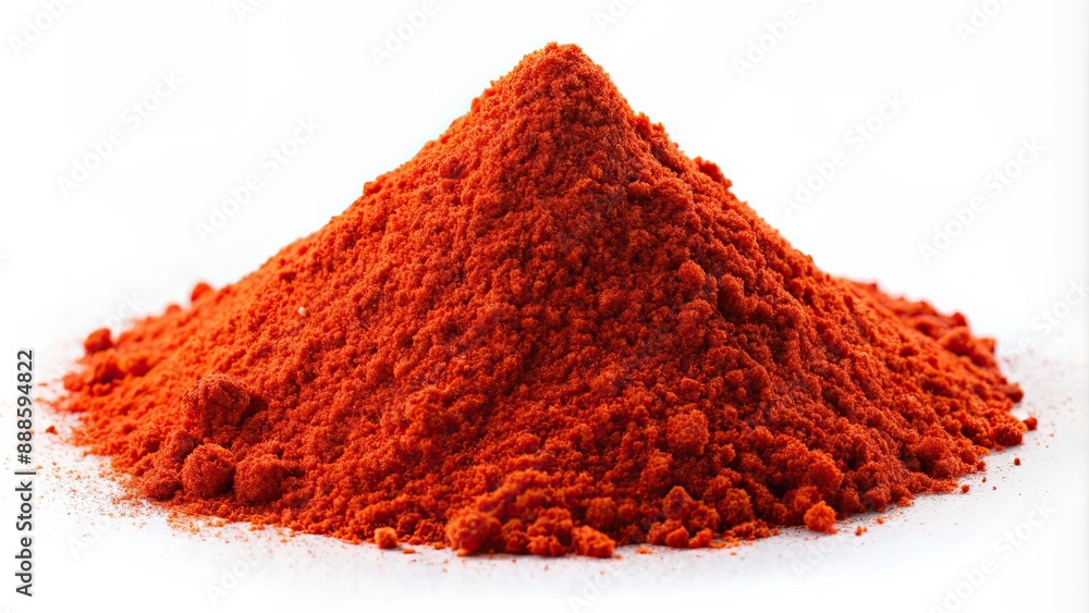Vibrant red paprika powder on a white surface , spice, ingredient, seasoning, organic, culinary, cooking, flavor, condiment Vibrant red paprika powder on a white surface , spice, ingredient, seasoning, organic, culinary, cooking, flavor, condiment