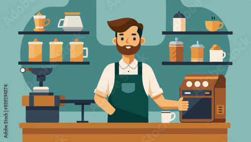 Barista preparando café en cafetería