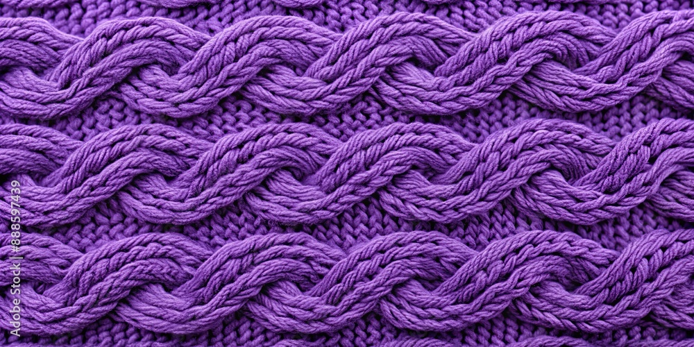 Close-up of purple knitted fabric with twisted cable-knit pattern, purple, knitted, fabric, close-up, texture Close-up of purple knitted fabric with twisted cable-knit pattern, purple, knitted, fabric, close-up, texture