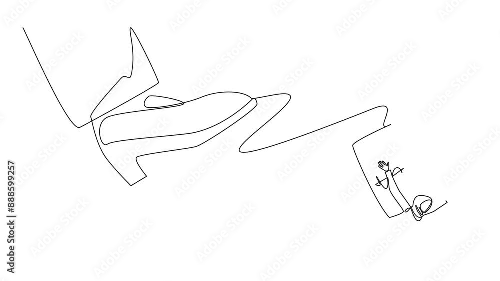 Animation of a single one line drawing Arab businesswoman flying using banknote wings. Use capital as ammunition to grow and develop the business. Promising business. Full length motion Animation of a single one line drawing Arab businesswoman flying using banknote wings. Use capital as ammunition to grow and develop the business. Promising business. Full length motion