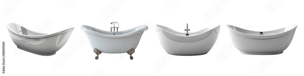 White clawfoot bathtub with chrome faucet isolated. White clawfoot bathtub with chrome faucet isolated.