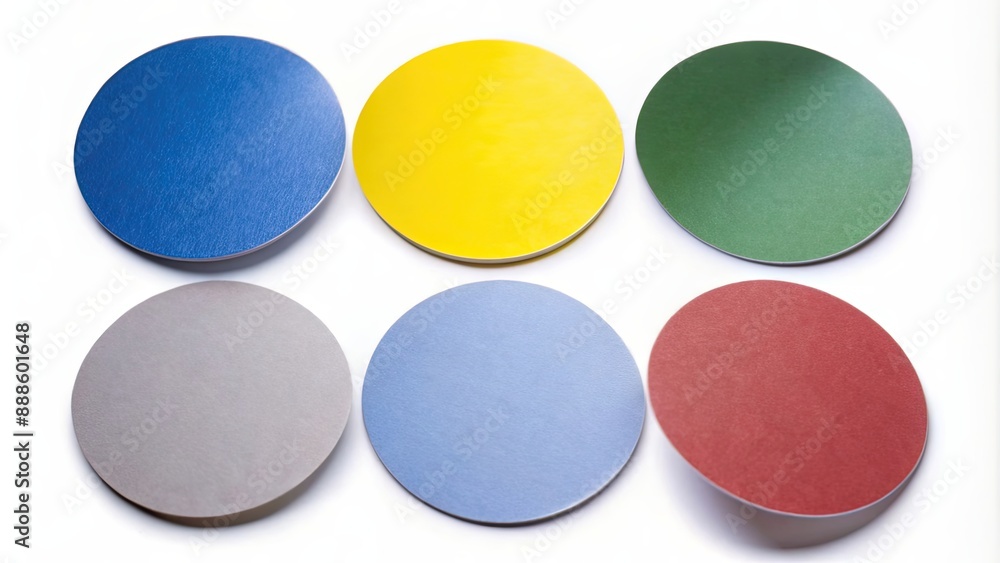 Round paper stickers in green, yellow, red, and blue colors , round, paper, stickers, green, yellow, red, blue Round paper stickers in green, yellow, red, and blue colors , round, paper, stickers, green, yellow, red, blue