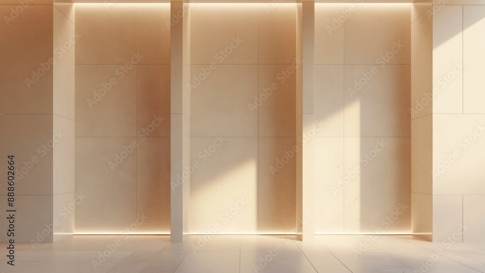 Empty room with beige walls and pillars Empty room with beige walls and pillars