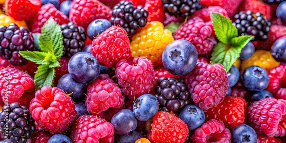 A vibrant mix of ripe raspberries, blueberries, and blackberries , fruit, berries, juicy, fresh, vibrant, antioxidant, healthy A vibrant mix of ripe raspberries, blueberries, and blackberries , fruit, berries, juicy, fresh, vibrant, antioxidant, healthy