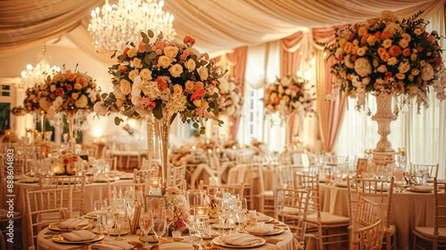 Grand wedding decoration in the country manor, floral decor and event celebration, flowers, wedding aisle and tablescape in the garden, English countryside style idea