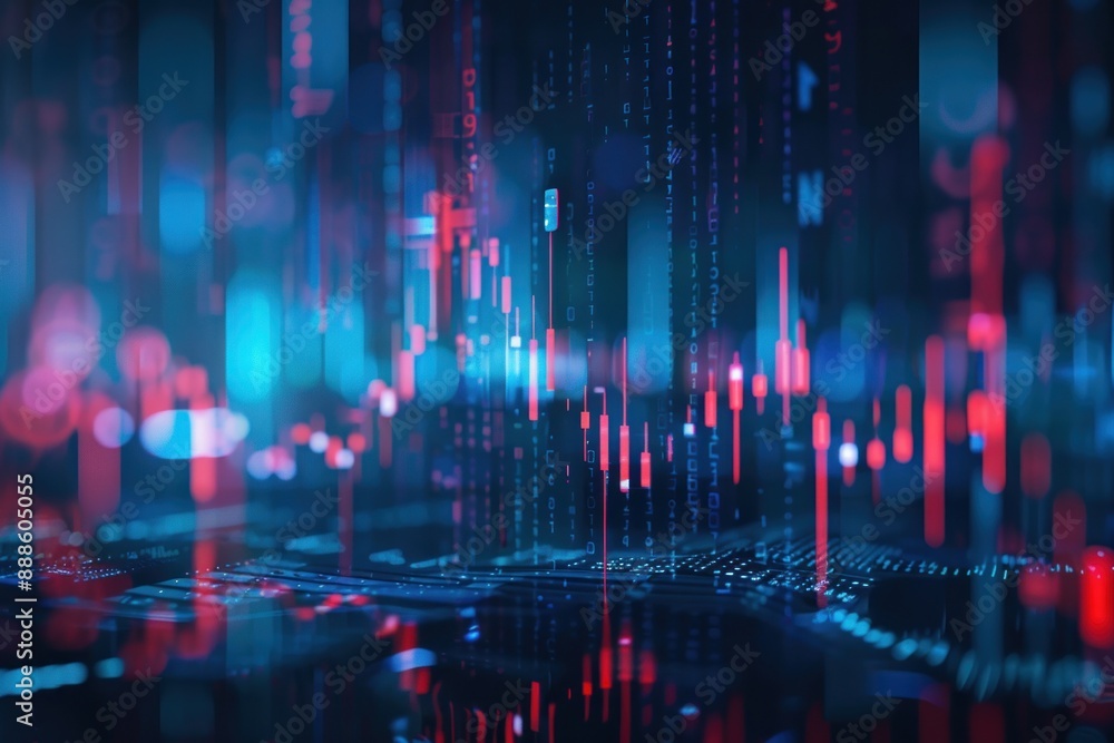 Fototapeta premium stock market chart lines, financial graph on technology abstract background represent financial crisis, financial