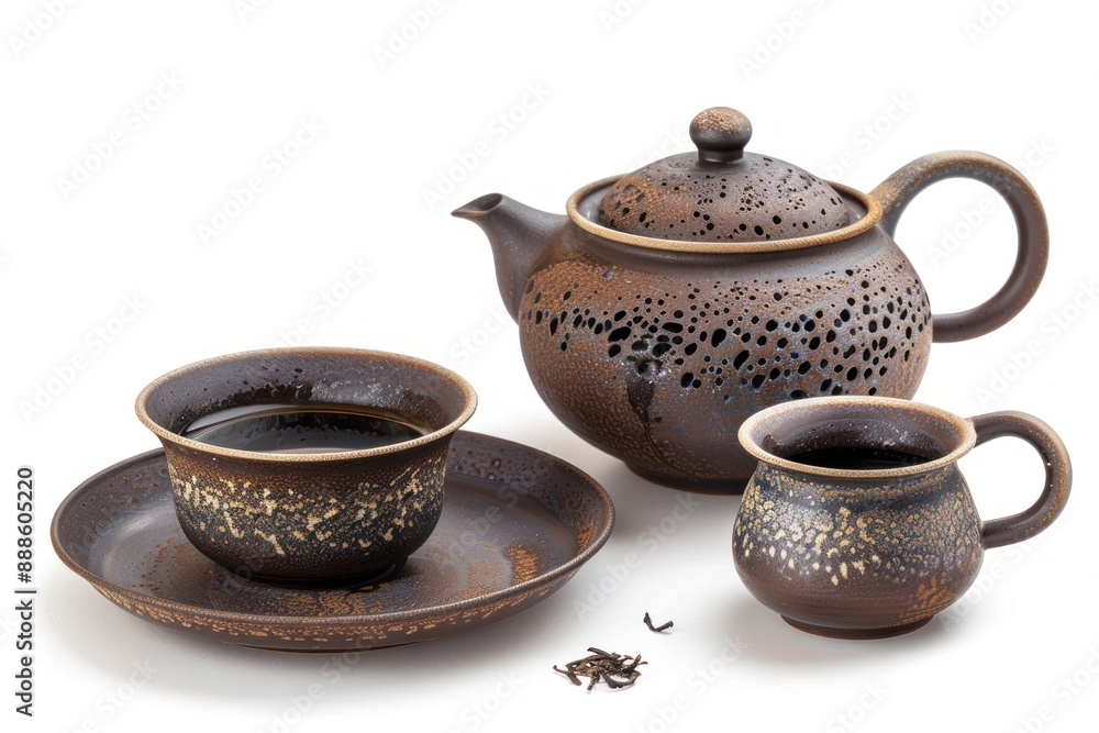 tea set isolated on a white background. Tea ceremony tea set isolated on a white background. Tea ceremony