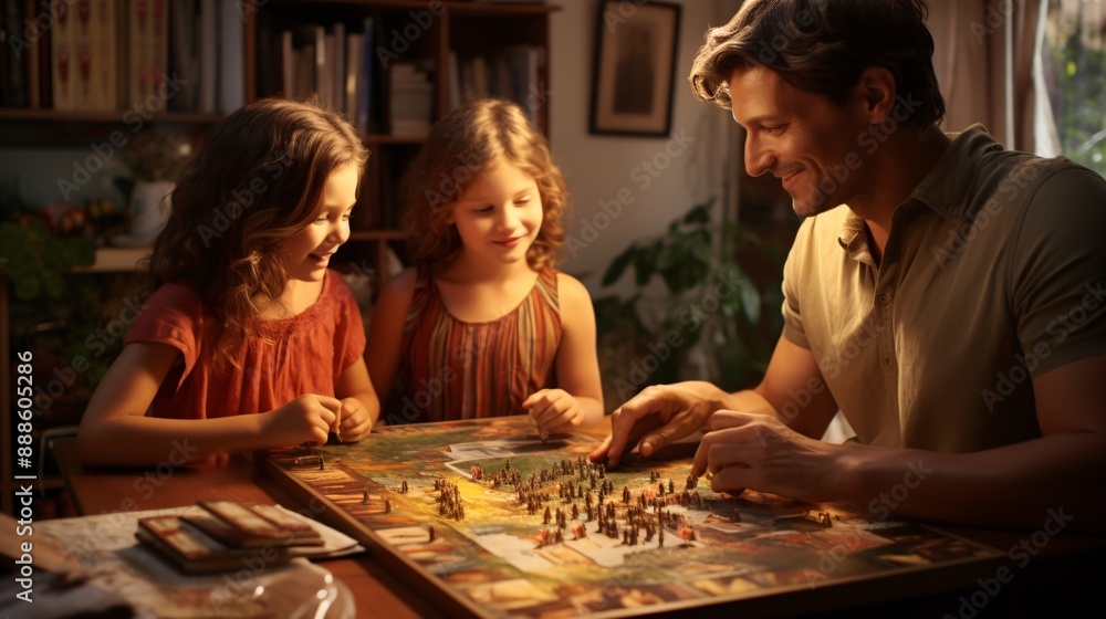 Fototapeta premium Family playing board games at home