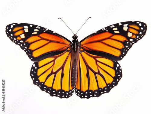 A closeup of a monarch butterfly with wings spread 23 1 butterfly, insect, monarch, nature, orange, flower, black, garden, fly, wings, animal, wing, colorful, isolated, macro, summer, bug, white, beau