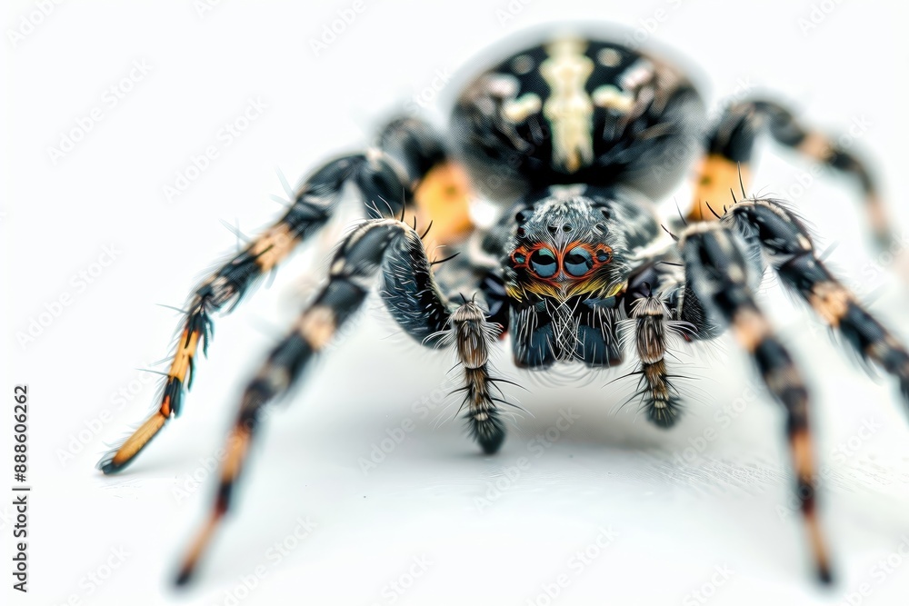 A detailed macro shot of a widow spider on a white 64 2 spider, insect, arachnid, animal, isolated, macro, white, bug, nature, brown, tarantula, closeup, white background, arachnophobia, wildlife, hai A detailed macro shot of a widow spider on a white 64 2 spider, insect, arachnid, animal, isolated, macro, white, bug, nature, brown, tarantula, closeup, white background, arachnophobia, wildlife, hai