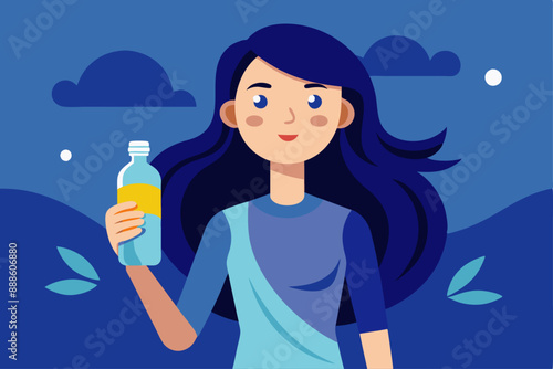 girl holding a water bottle vector illustration