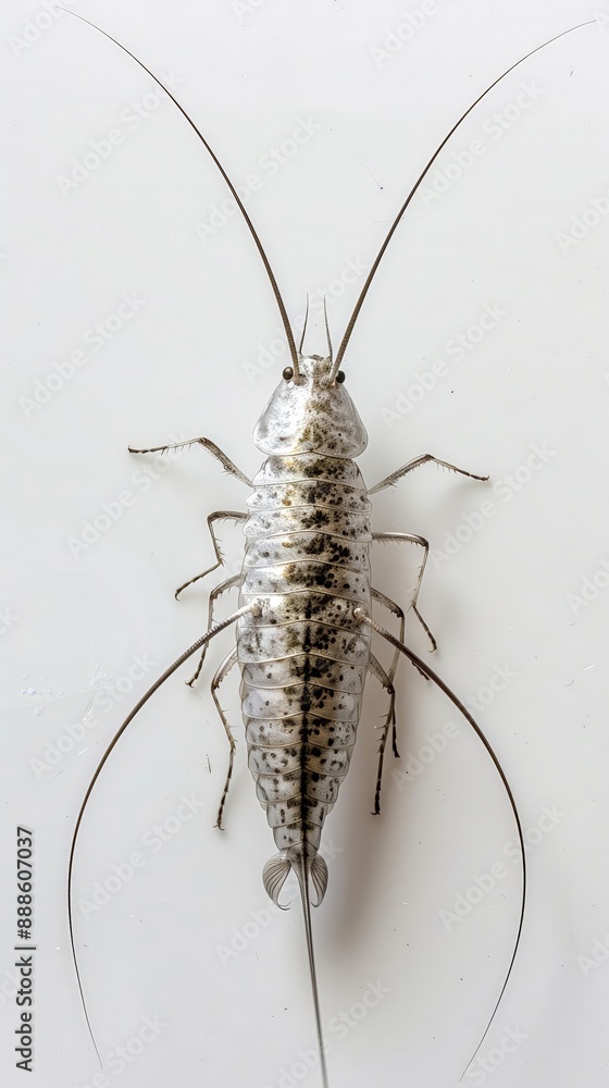 A silverfish on a white background ar 916 9 2 insect, isolated, macro, animal, mosquito, bug, white, pest, fly, close-up, nature, cockroach, malaria, brown, closeup, cricket, wing, gnat, antenna, clos A silverfish on a white background ar 916 9 2 insect, isolated, macro, animal, mosquito, bug, white, pest, fly, close-up, nature, cockroach, malaria, brown, closeup, cricket, wing, gnat, antenna, clos